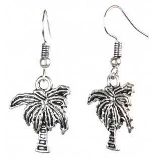 COCONUT PALM TREE Silver Oxidized Earrings Jhumka Jhumki Bali Imitation Indian Bollywood Ethnic Wedding Jewelry H44